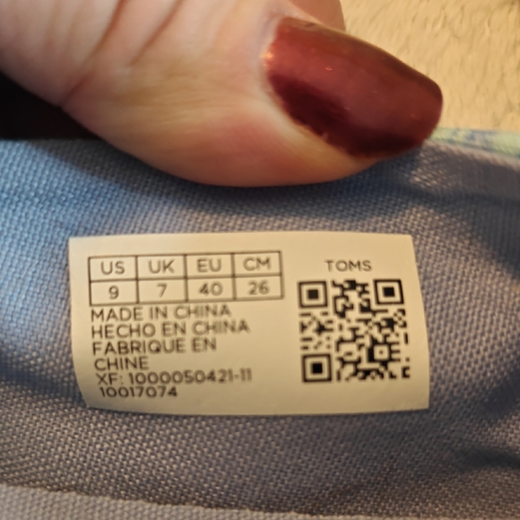 TOMS Blue and Green Slip-Ons - Picture 3 of 5